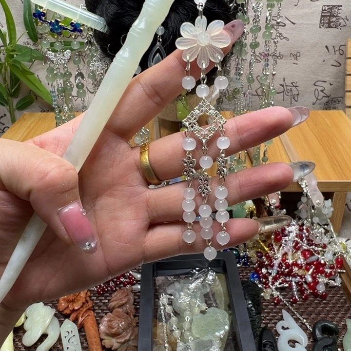 合金蛇纹石玉发饰
