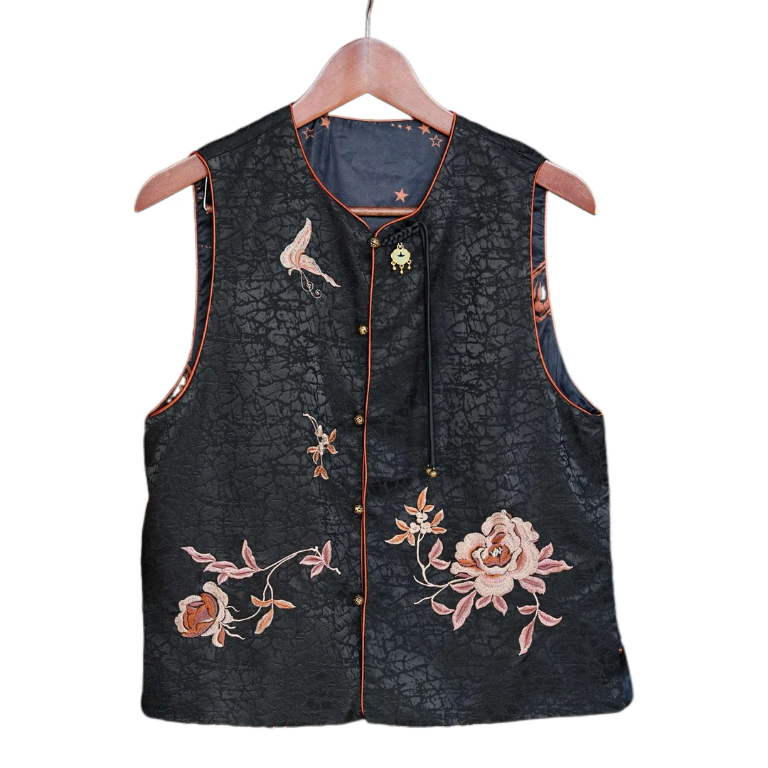 【纱笼松风】秋冬新款妈妈装大码上衣新中式提花马夹秋冬女款333