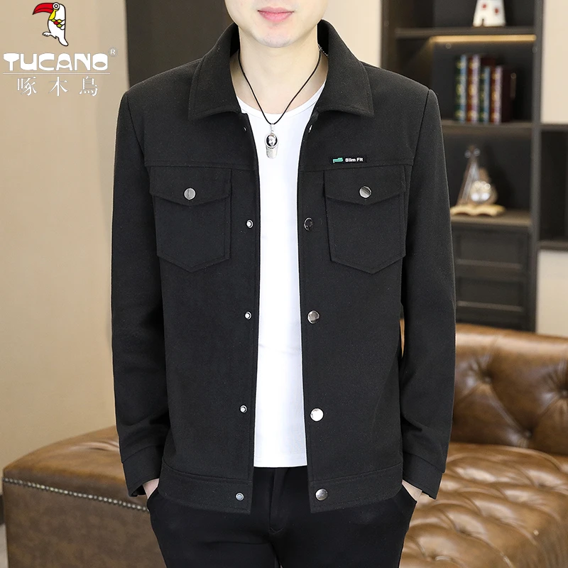 TUCANO/啄木鳥时尚潮工装呢子翻领春秋夹克高级感男休闲韩版外套