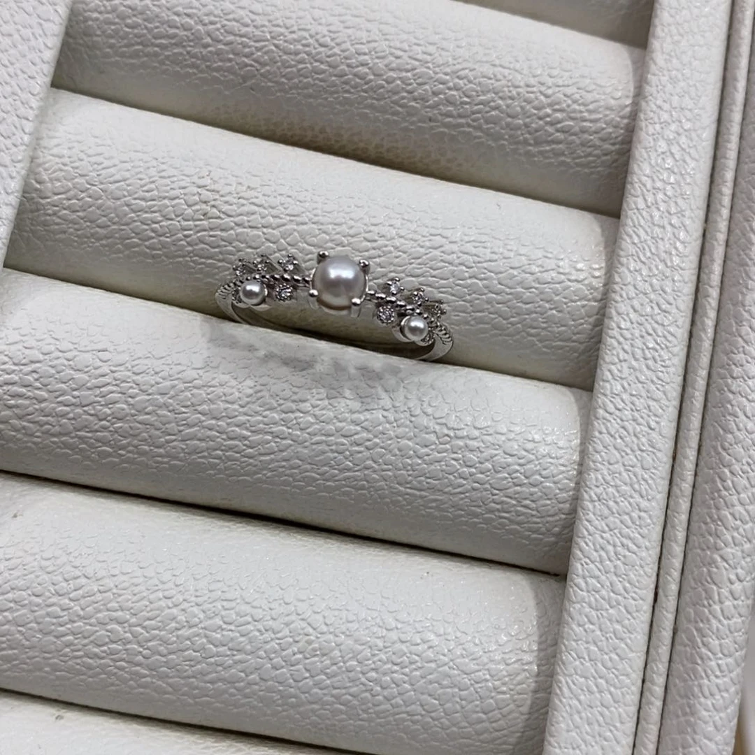 海水珍珠戒指银S925镶嵌海水澳白keshi