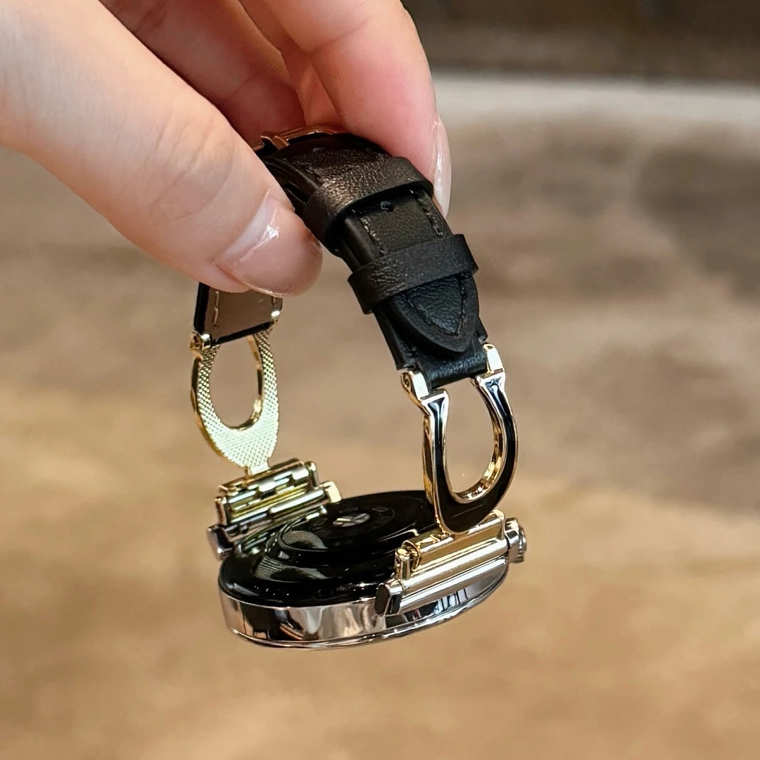 适用华为新款U字扣滴胶拼皮质手表表带watch3watch4GT5proGT3GT4