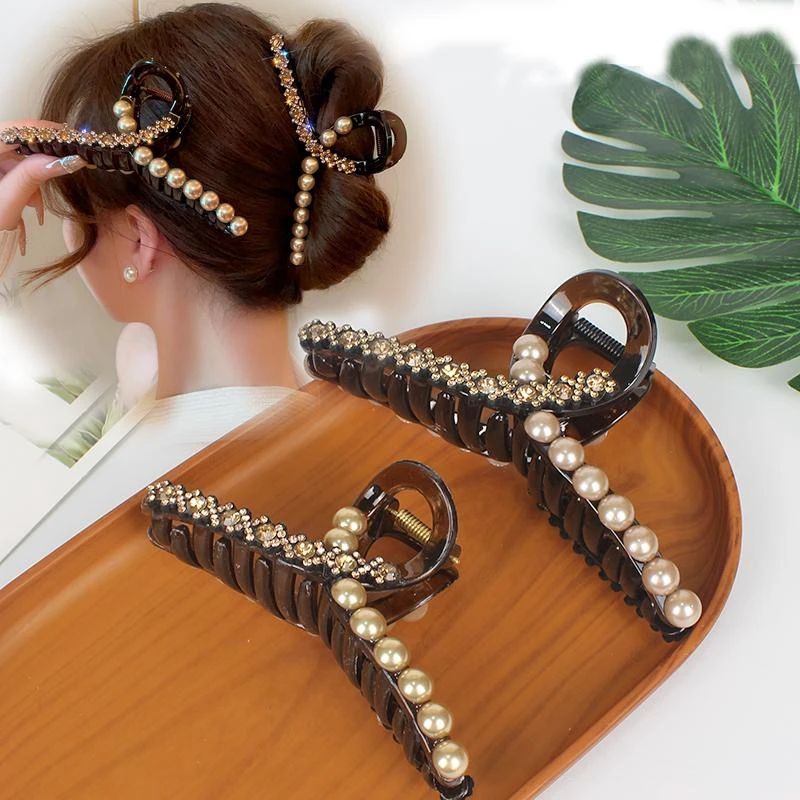 满钻麦穗抓夹女新款后脑勺盘发鲨鱼夹高级感精致气质发夹头饰夹子