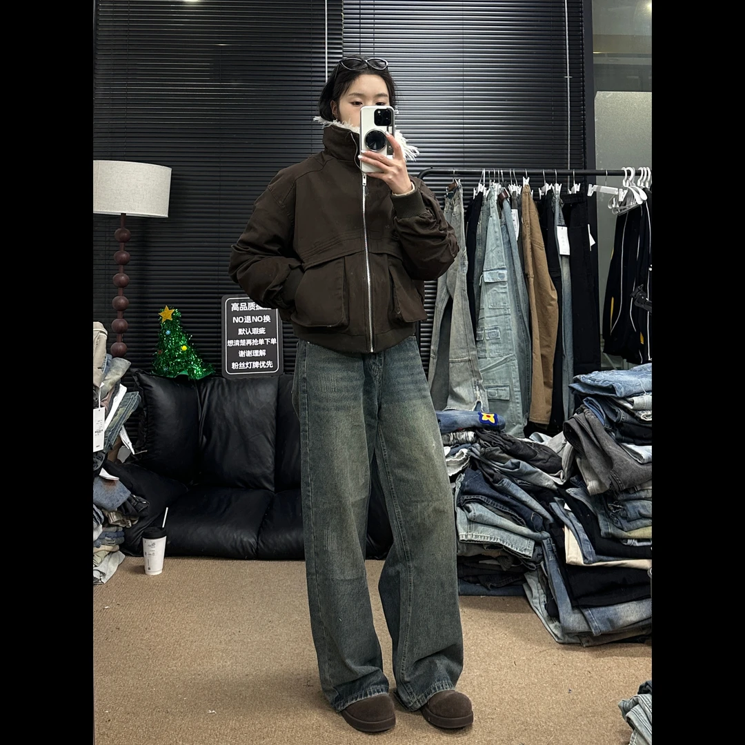 贝多11直筒宽松阔腿拖地设计缺口牛仔裤个别瑕疵介意勿拍