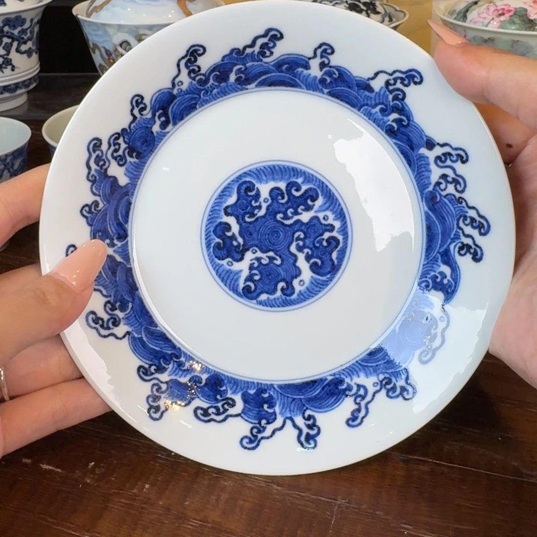 松风馆藏青花海水壶承