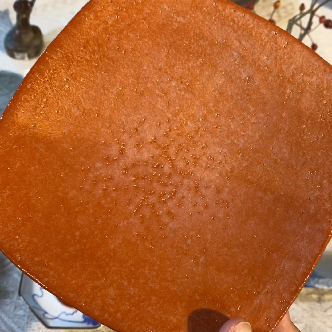 瓷片楽烧方形器皿