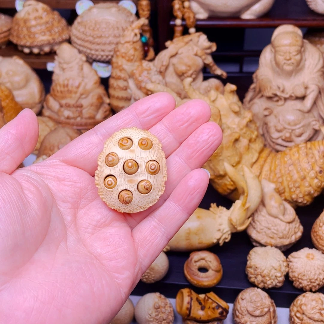 竹竹根雕莲蓬把玩件