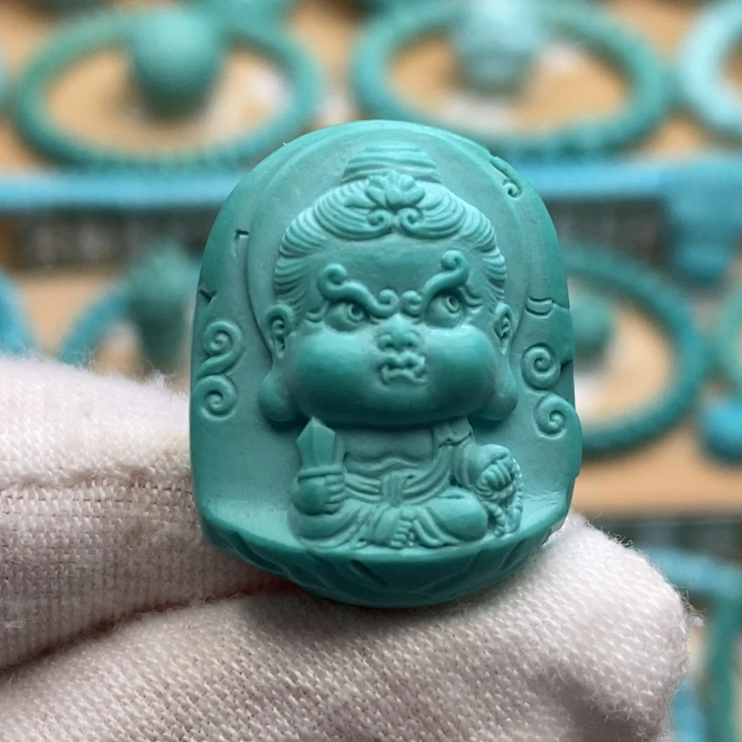 绿松石未镶嵌原矿高瓷无油无科技不动明王