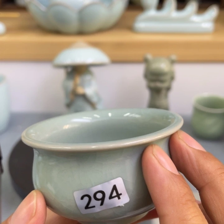 杯子微瑕仿古汝窑茶杯
