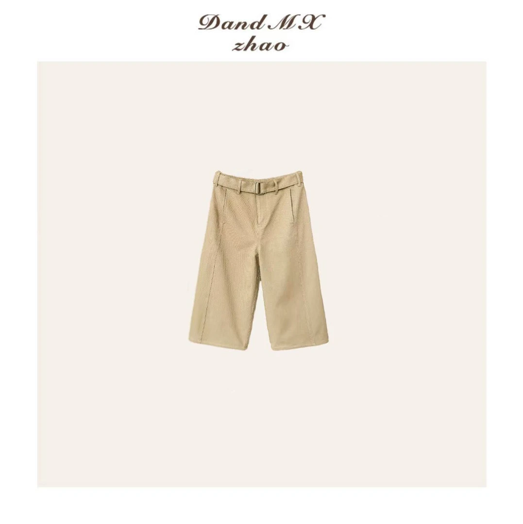 D&MX 进口棉肌理感松弛双褶高个子中裤82030