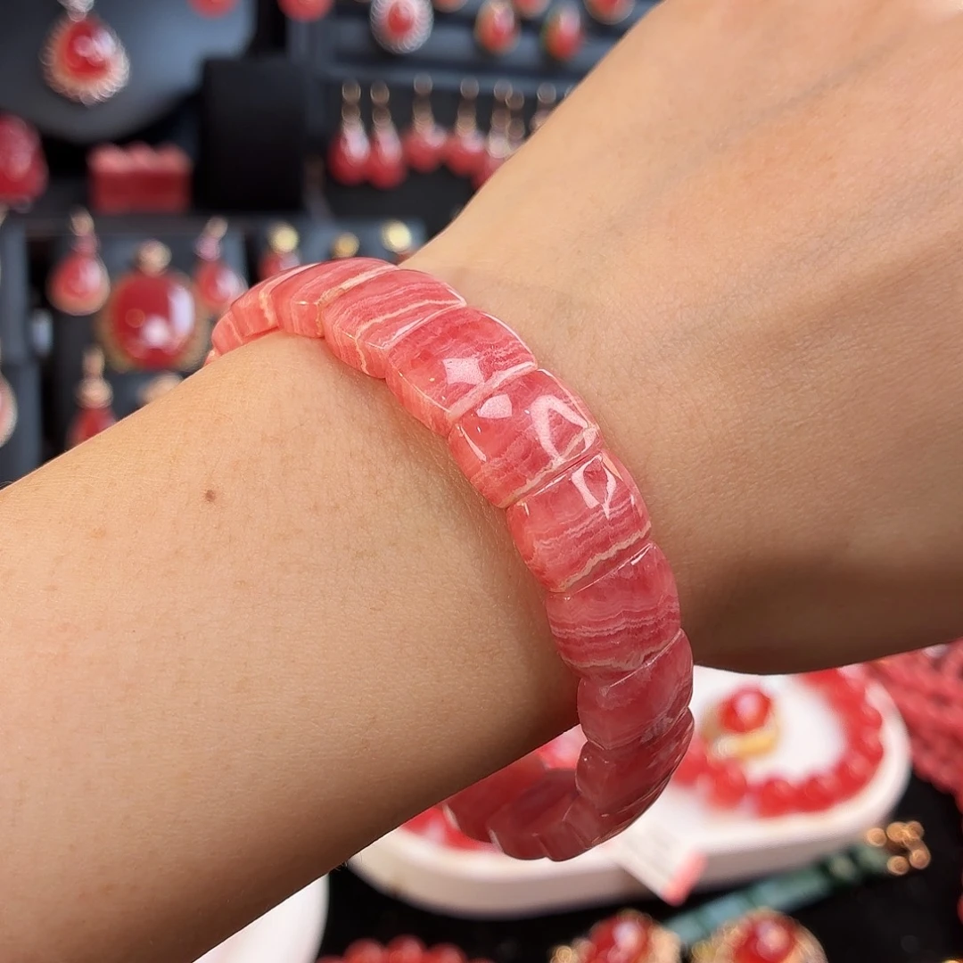 菱锰矿（红纹石）未镶嵌手串手牌37.956g