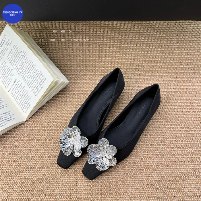 马蹄护士鞋瓢鞋平底百搭黑色高跟中跟软底春秋浅口ins女鞋等等丫