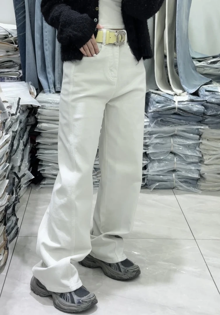 9002-6水泥灰灰色窄版弯刀牛仔裤