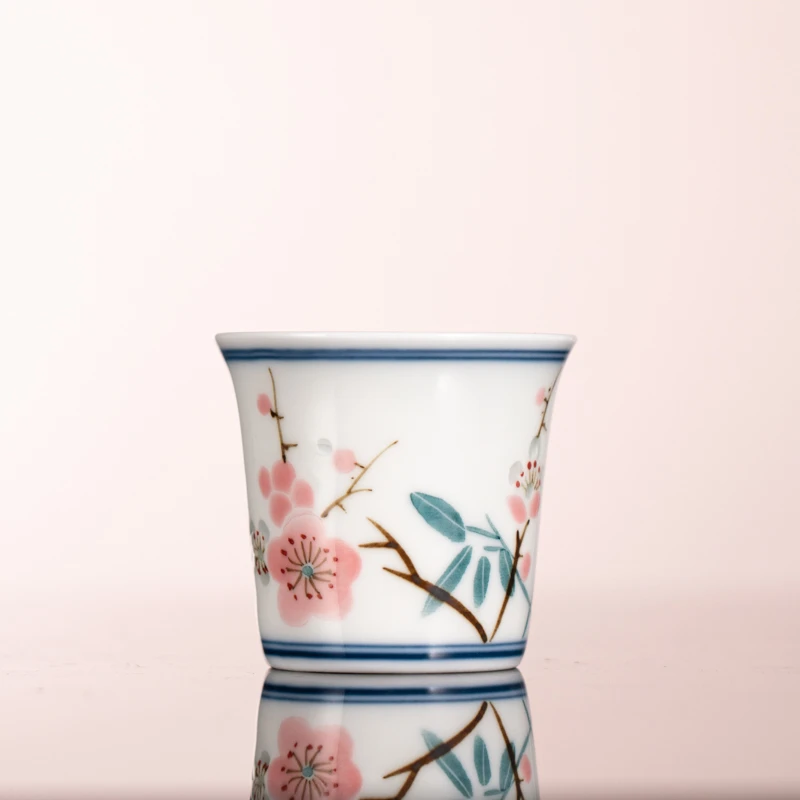 古窑圣火翠竹红梅玲珑闻香杯