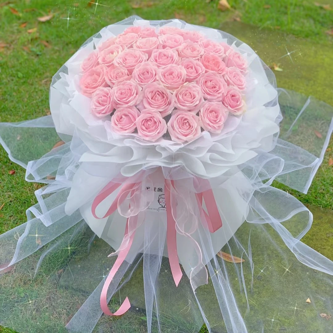 玫瑰粉雪山520粉玫瑰花束