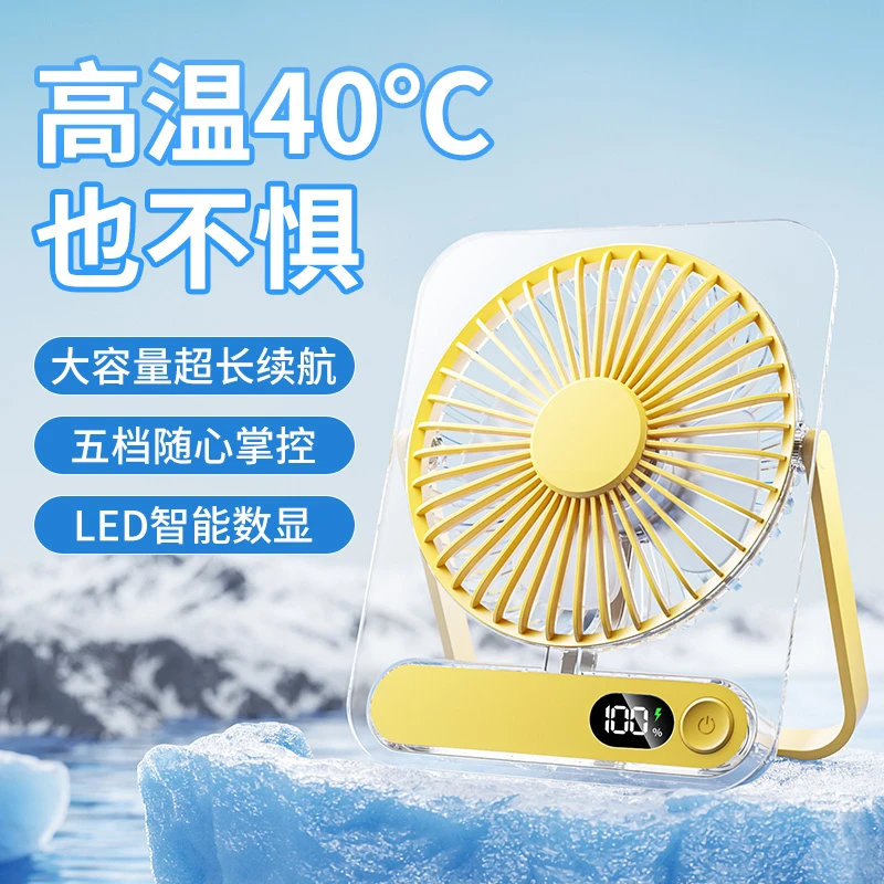 【透明卡片风扇】新款USB充电超轻薄桌面循环风扇可悬挂学生办公