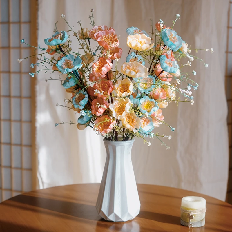 2025新款高档仿真杜鹃花粉蝶花束客厅餐桌装饰摆设假花