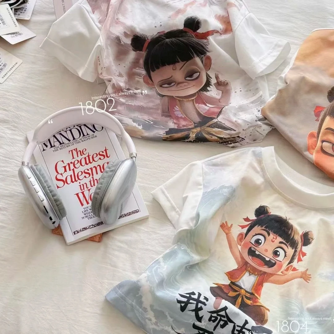 数码印花哪吒T洋气穿搭潮款百搭韩版休闲内搭可爱