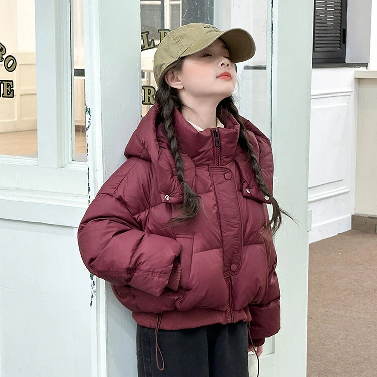 女童短款羽绒服儿童白鸭绒高蓬松洋气保暖面包服女孩洋气外套冬装