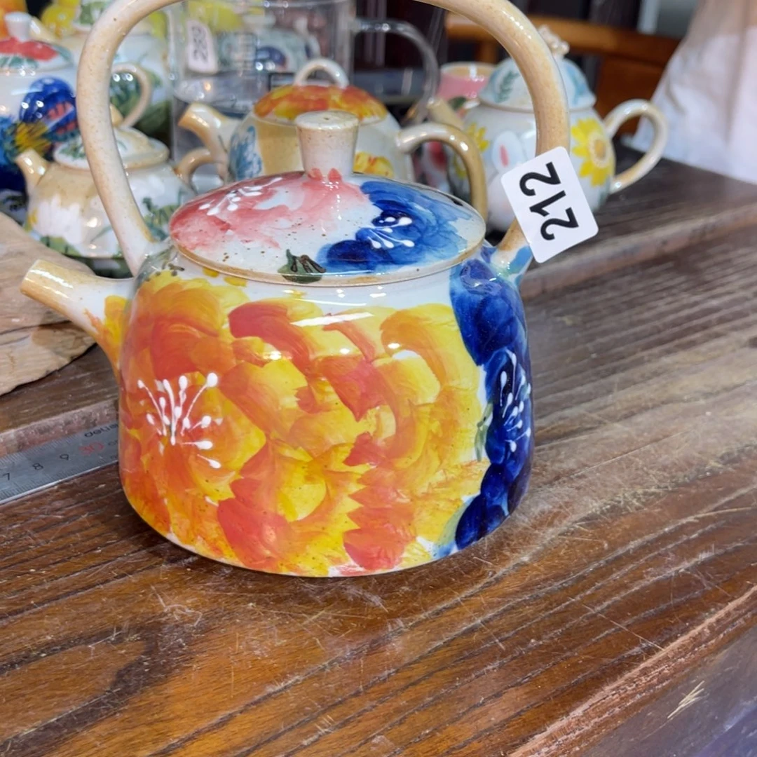 霞***晖壶素浅陶瓷手工手绘