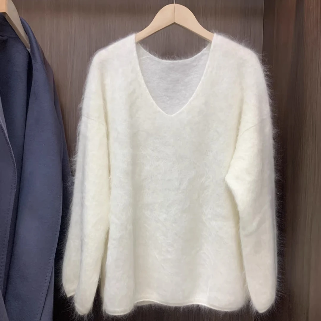 康赛妮 拉绒100%纯羊绒衫女 一线成衣小V领。