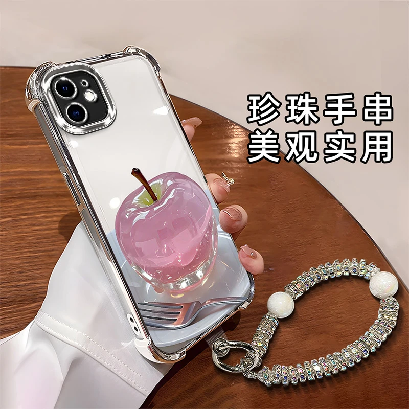适用于【苹果】11时尚创意水晶苹果全包电镀四角防摔手机壳女