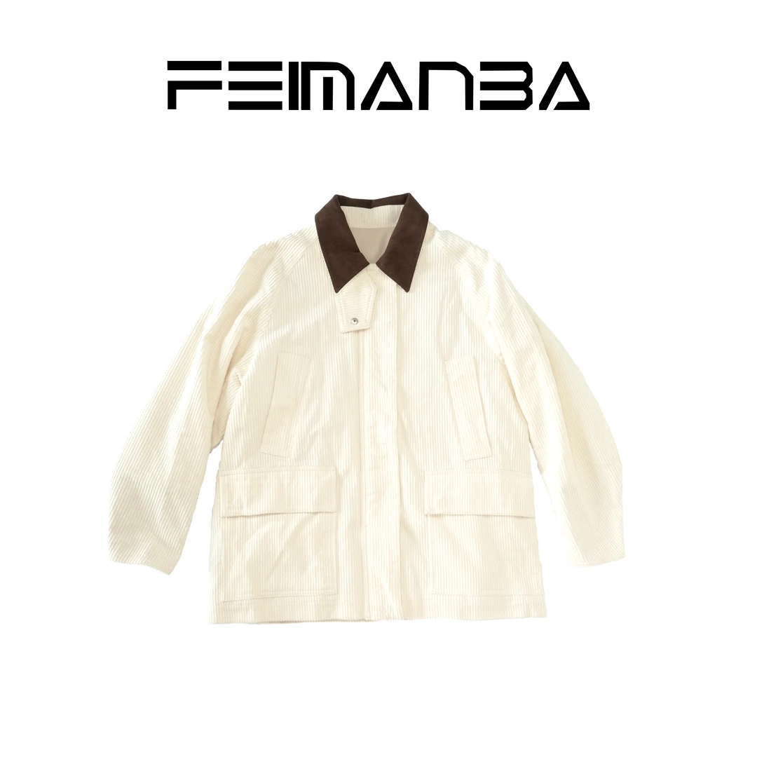 FEIMANBA 极简风百搭翻领外套宽松休闲复古女气质