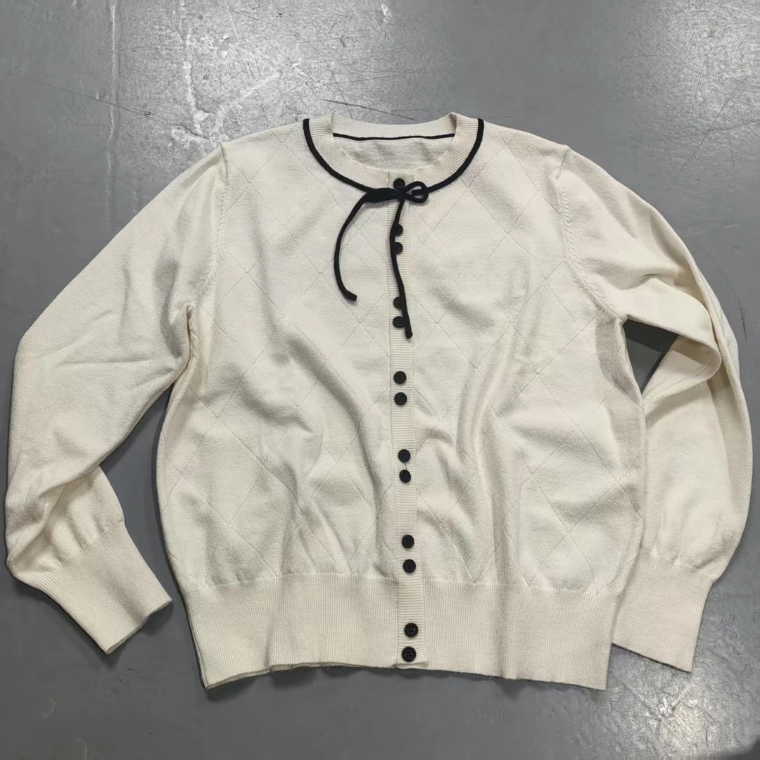 【南油玲姐】白色数字款开衫新款针织衫MY1002