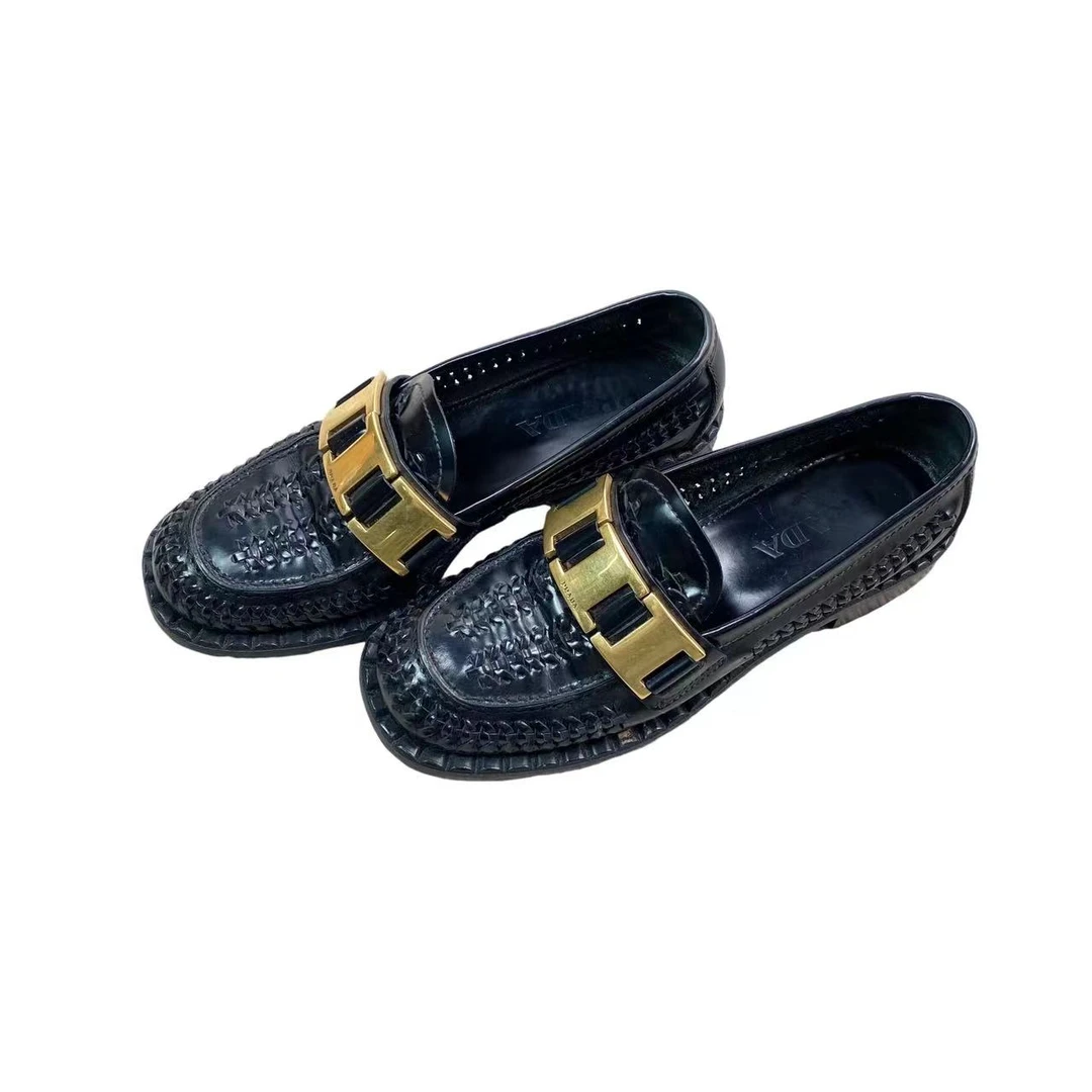 95新 Prada/普拉达 AA一九四九  皮革乐福鞋 36码