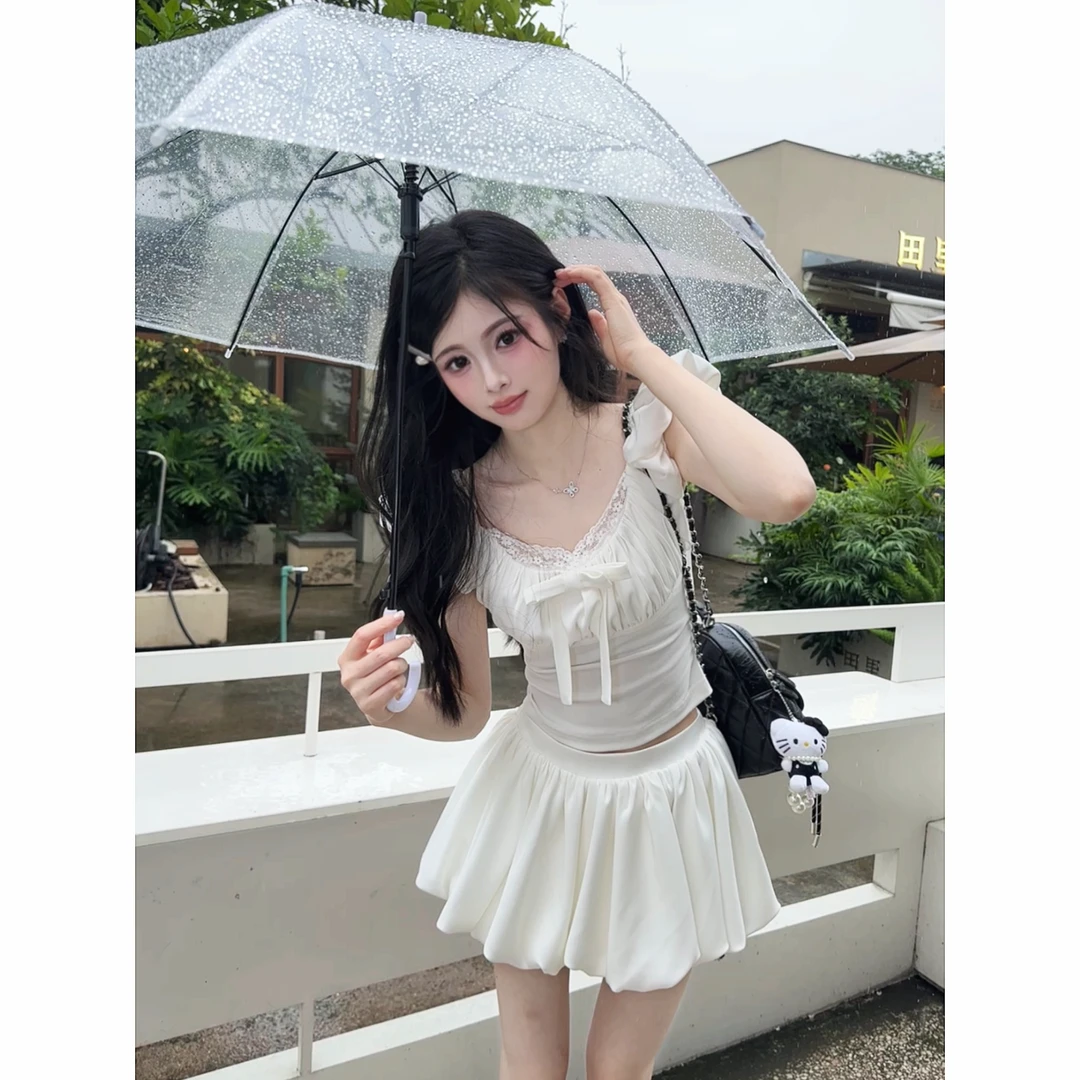 【雪宝专享】| "海岛假日"纯欲风设计感韩系少女两件套