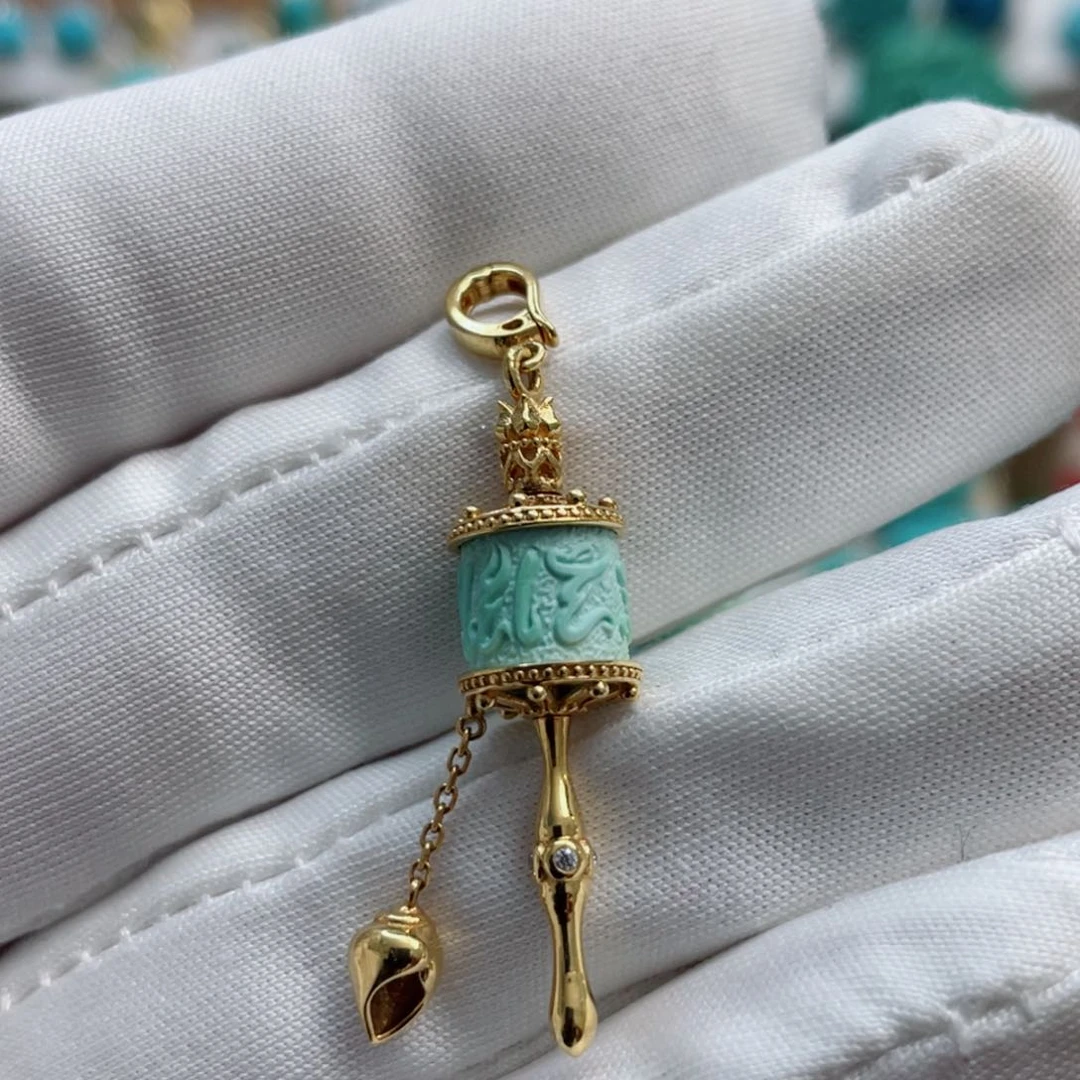 绿松石珠宝奇石18K金镶嵌