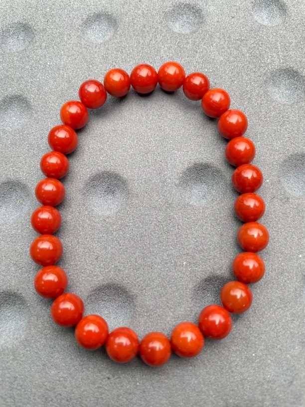 K14川料南红满肉锦红手串7mm