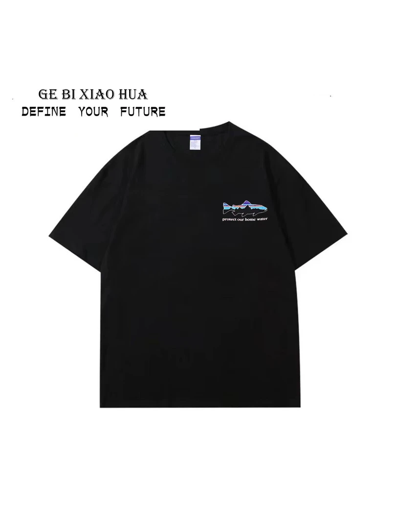 7A抗菌鲨鱼简单字母圆领百搭纯棉男女情侣潮流重磅闺蜜260G新2025