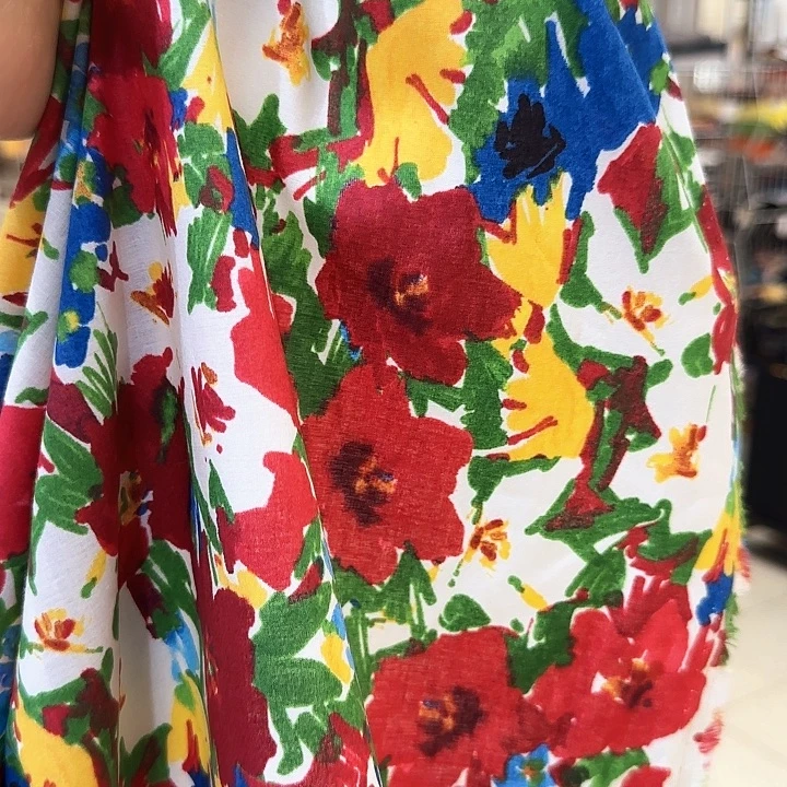 无纺布棉JP 北高红底大花60支半米*110