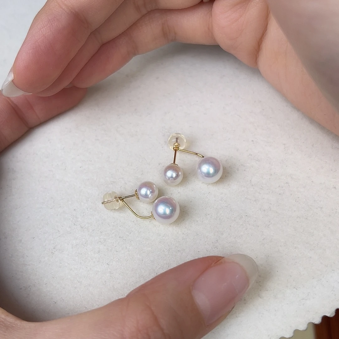 淡水珍珠耳饰18K金镶嵌