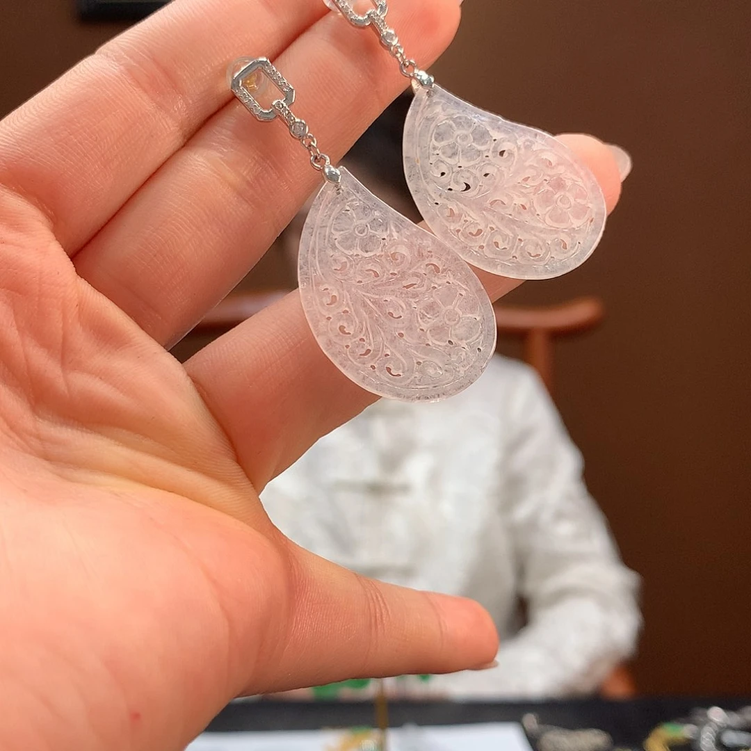 翡翠银S925镶嵌耳饰耳饰