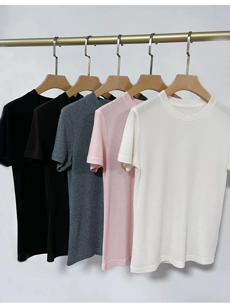 【臻雅】“极简短袖”圆领修身型极简风T恤内搭套头纯色宽松薄款