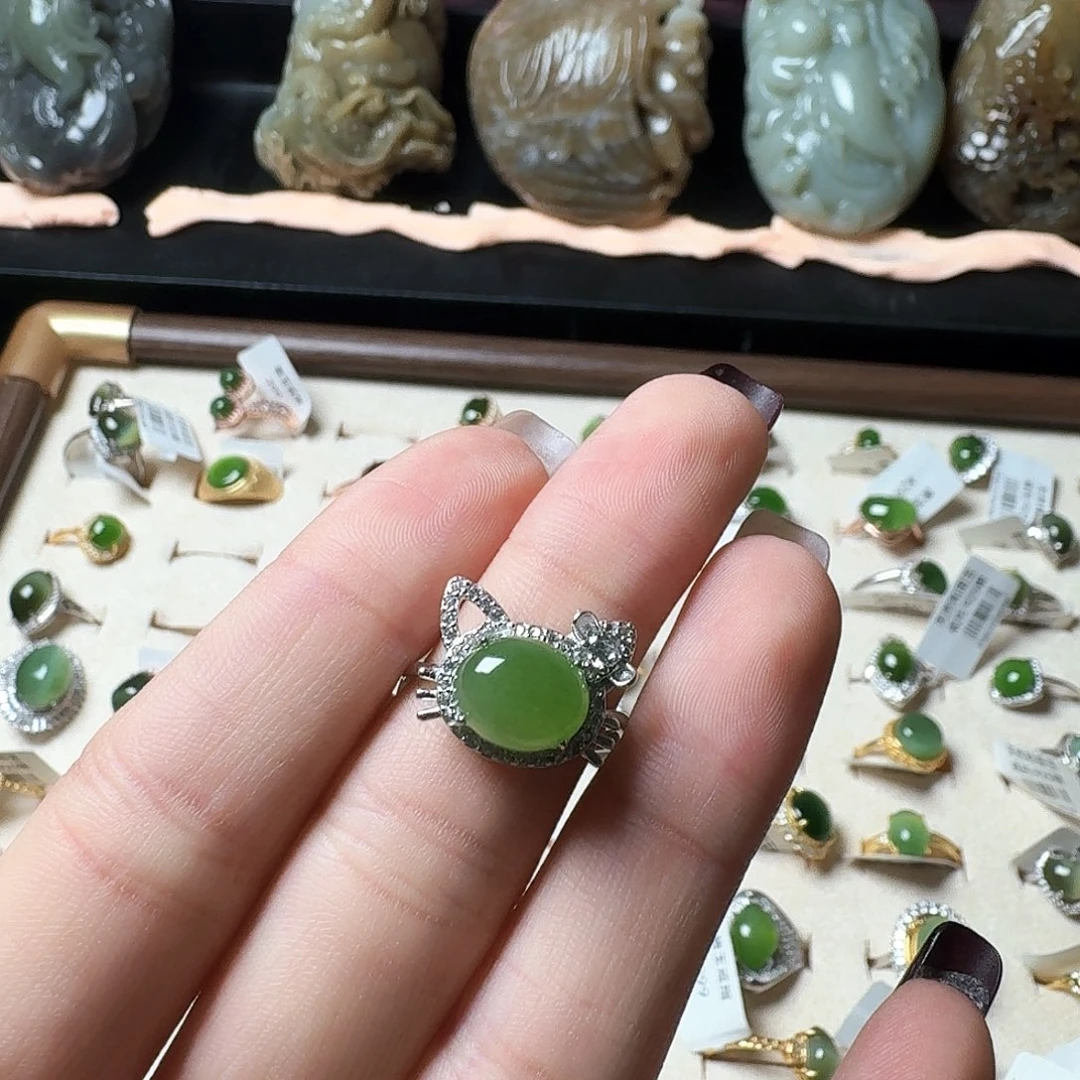 银S925镶嵌戒指和田玉