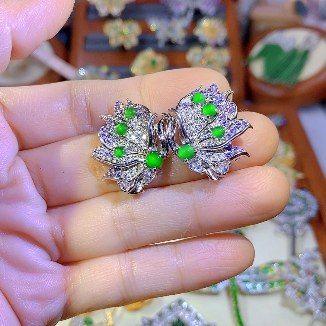 颈饰银S925镶嵌翡翠