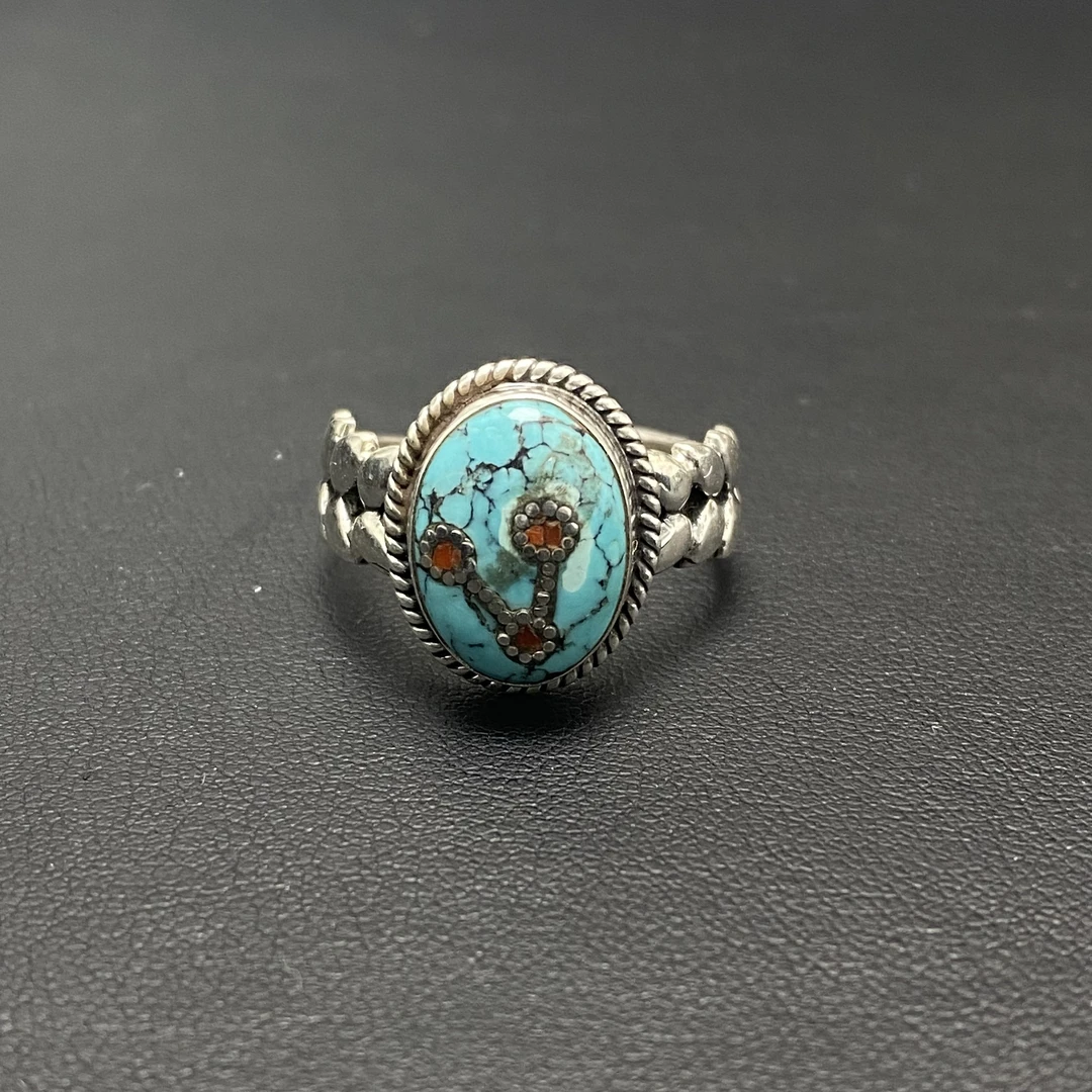 925银戒指 民族风镶嵌戒指 JZ00820