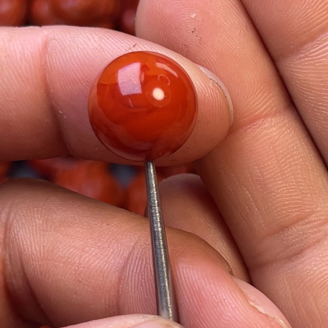 南红玛瑙未镶嵌川料精工全妖火焰圆珠卡14➕