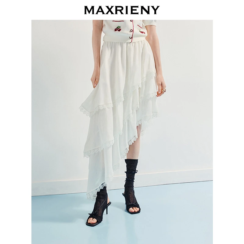 【李兰迪同款】MAXRIENY维多利亚复古风不规则剪裁半裙25夏款