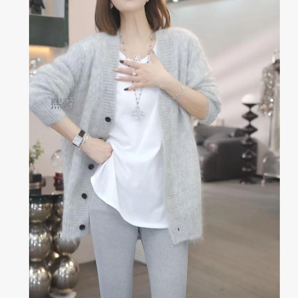 熙薇【再见爱人】2025早秋新款休闲百搭设计师毛衣开衫H3907