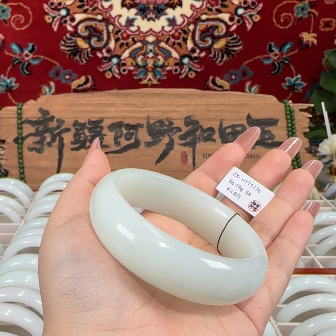 未镶嵌手镯和田玉新疆和田玉宽版轮胎镯大气条宽19+