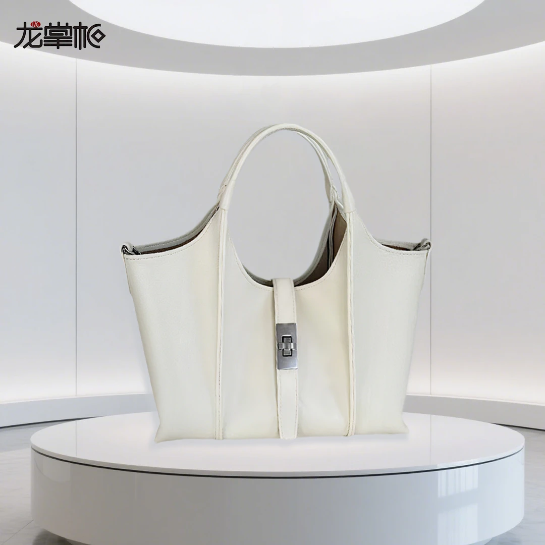 【龙掌柜粉丝】时尚百搭单肩包单根防盗锁扣小众轻奢纯色女士牛皮包