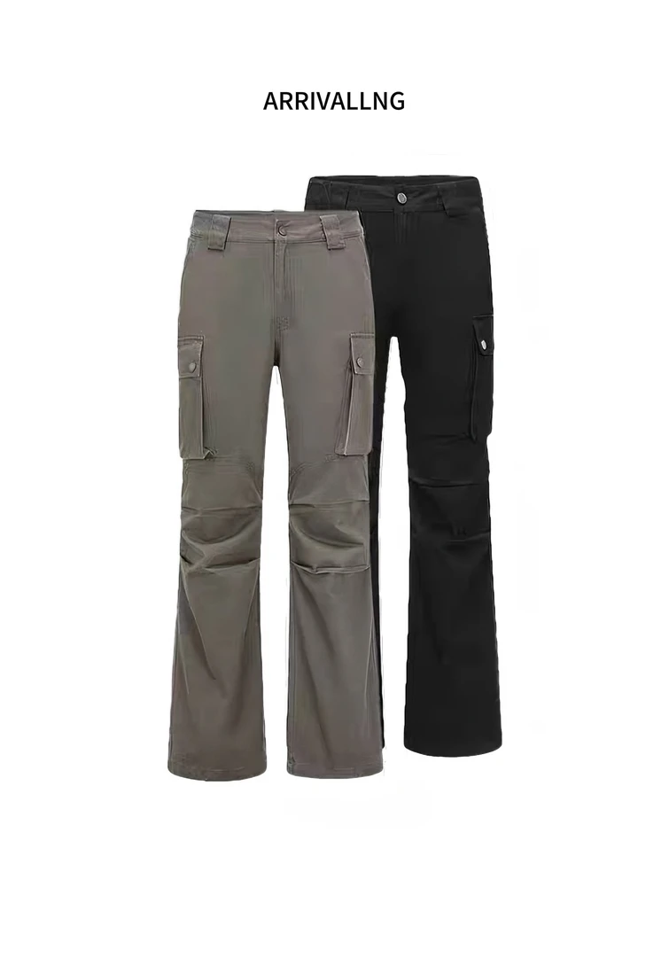 Arrivallng cleanfit百搭微喇休闲vintage直筒宽松多口袋工装裤
