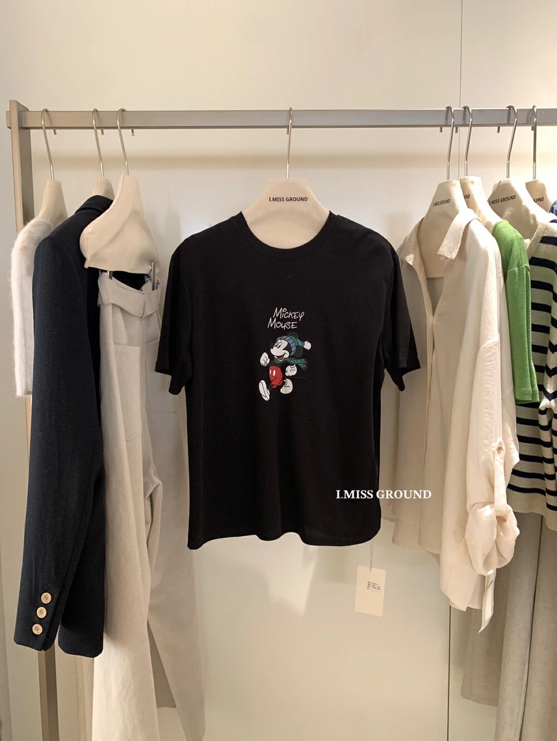 imiss@30927 韩系简约百搭休闲印花卡通短袖T 4-3