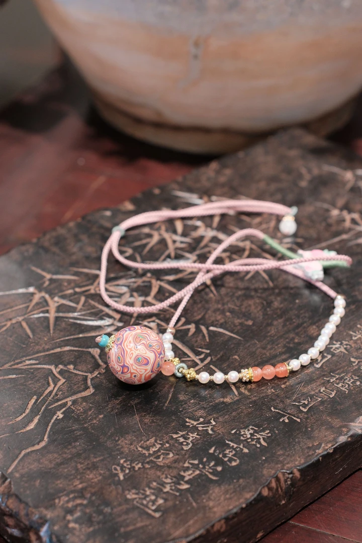 合金项链 【福缘丰物】大漆粉金新中式编绳款链子