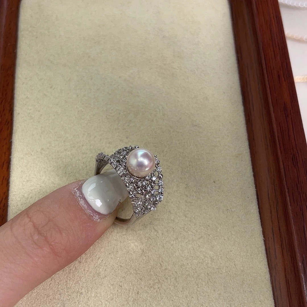 银S925镶嵌戒指海水珍珠