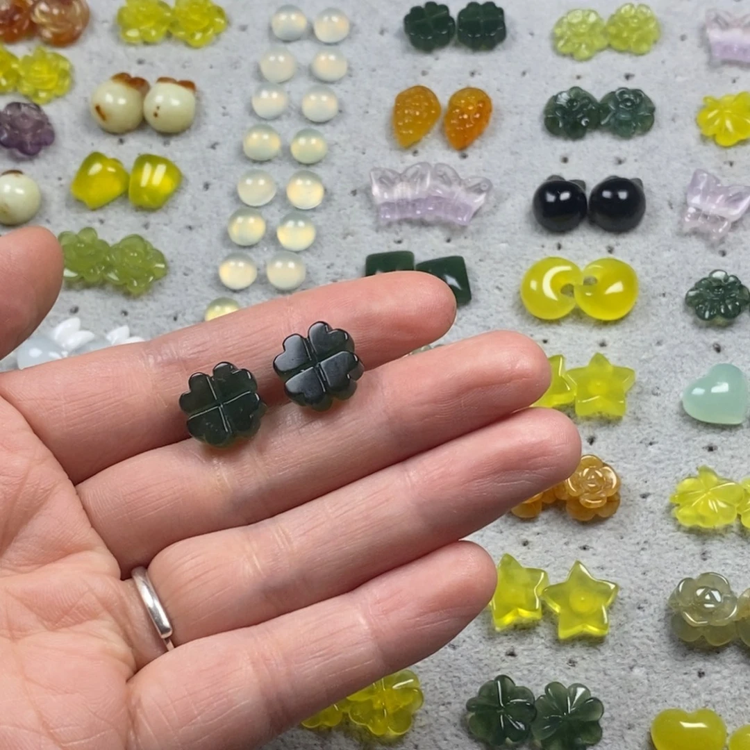 蛇纹石玉银S925镶嵌挂件耳饰耳环项链