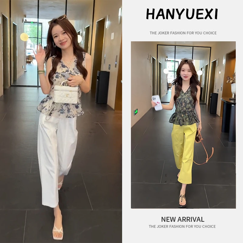 夏季一整套女装2025年新款韩版遮肚显瘦气质无袖上衣休闲裤两件套